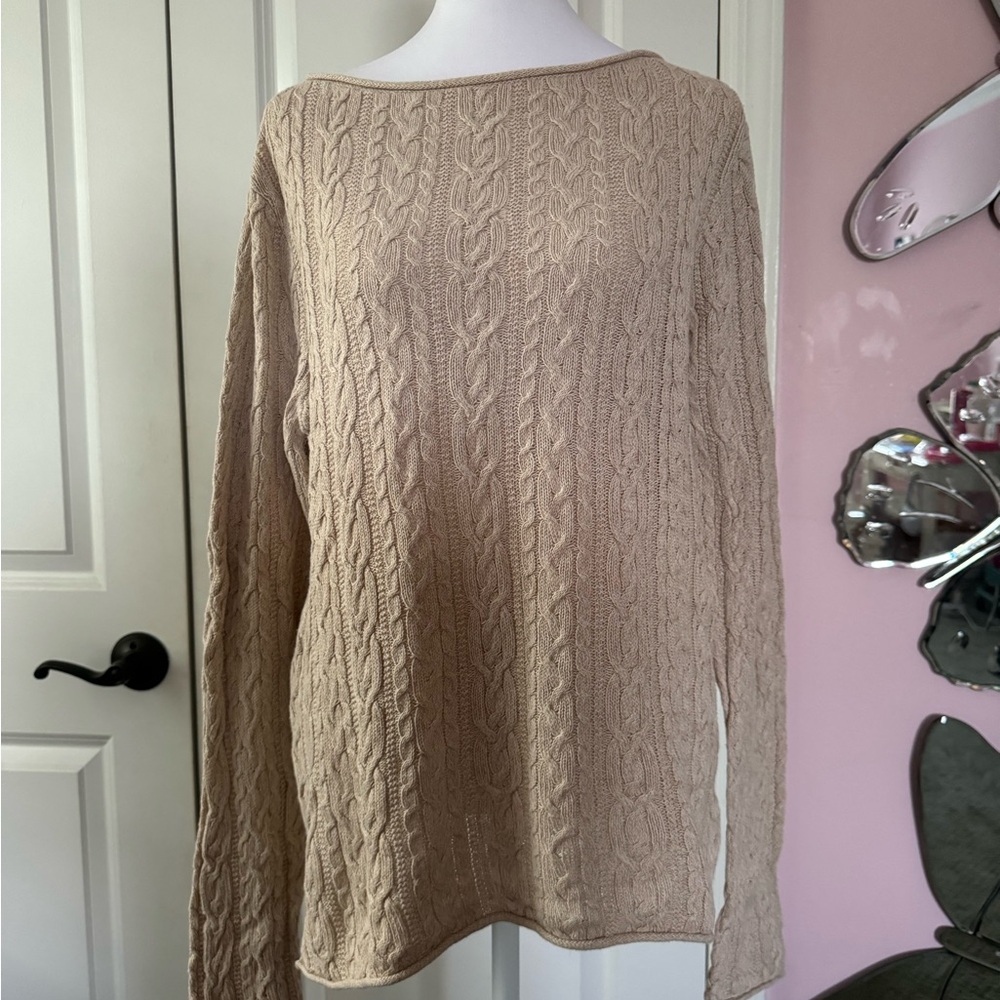 Lauren Ralph Lauren Cream Cable Knit Crew Neck Sweater
